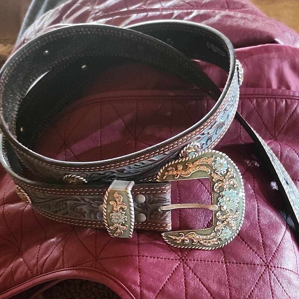 Nocona Black and Gold Western Belt